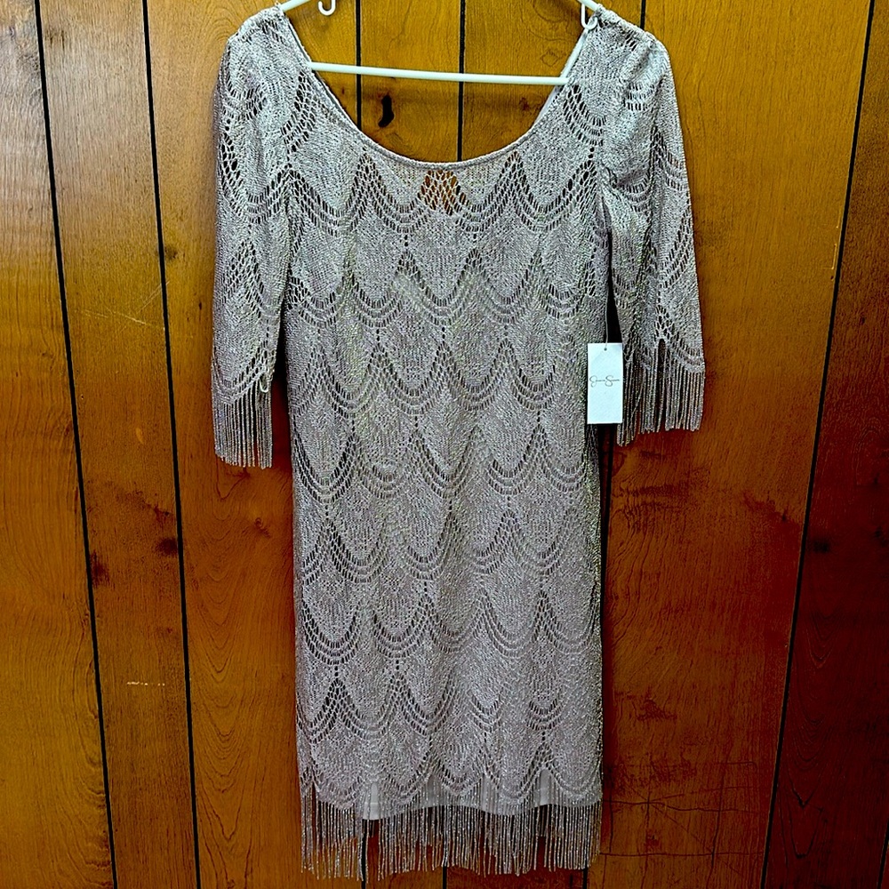 Elegant Lace Dress with Fringe